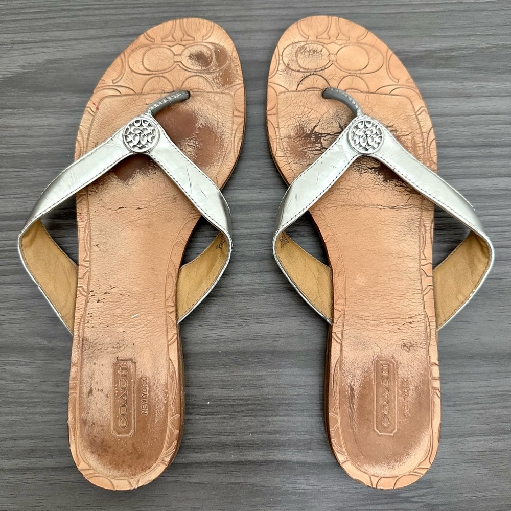Coach Sara Patent Leather Sandal Flip Flops